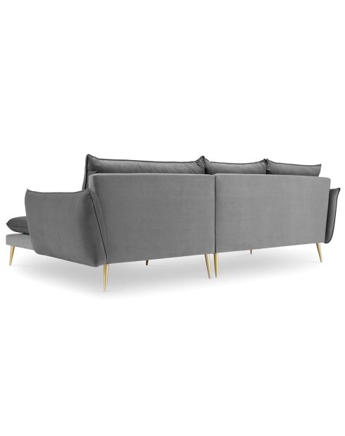 Elio rechtes Ecksofa aus hellgrauem Samt - 251x170x97 cm