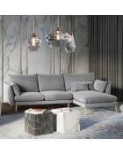 Canapé d'angle droit velours elio gris clair - 251x170x97 cm