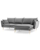 Canapé d'angle droit velours elio gris clair - 251x170x97 cm