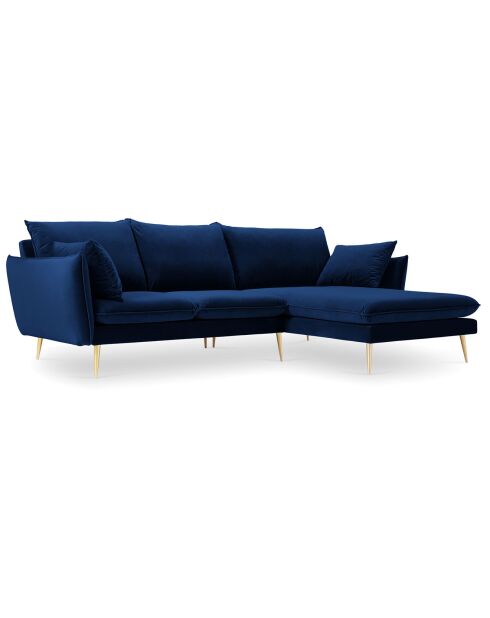 Canapé d'angle droit velours elio bleu roi - 251x170x97 cm