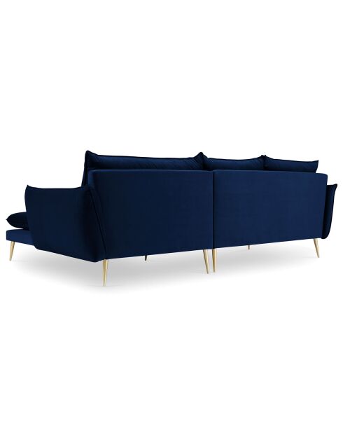 Canapé d'angle droit velours elio bleu roi - 251x170x97 cm