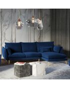 Canapé d'angle droit velours elio bleu roi - 251x170x97 cm