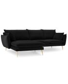 Canapé d'angle gauche velours elio noir - 251x170x97 cm