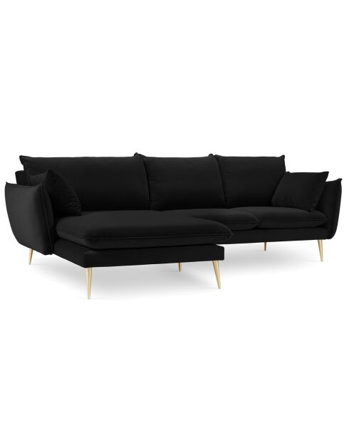 Elio zwarte fluwelen linkerhoekbank - 251x170x97 cm
