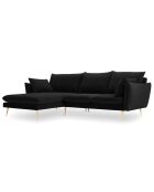 Canapé d'angle gauche velours elio noir - 251x170x97 cm