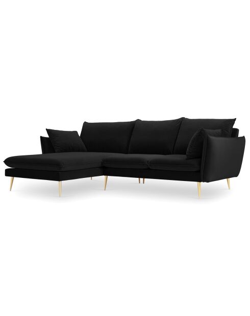 Canapé d'angle gauche velours elio noir - 251x170x97 cm