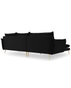 Canapé d'angle gauche velours elio noir - 251x170x97 cm