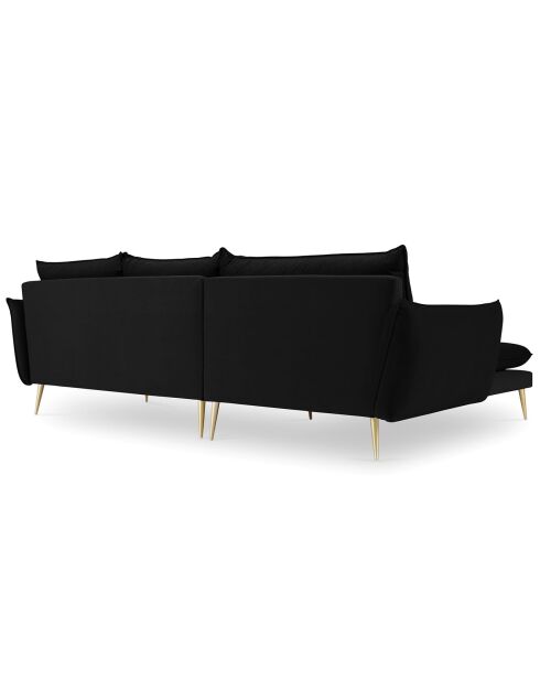 Canapé d'angle gauche velours elio noir - 251x170x97 cm