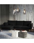 Canapé d'angle gauche velours elio noir - 251x170x97 cm