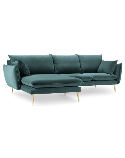 Canapé d'angle gauche velours elio pétrole - 251x170x97 cm