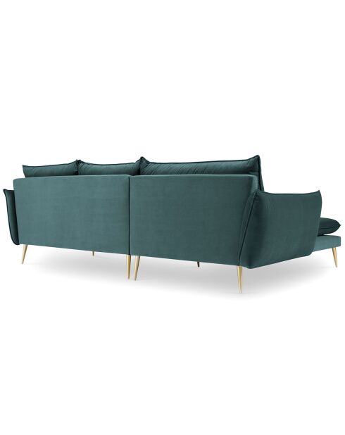 Canapé d'angle gauche velours elio pétrole - 251x170x97 cm