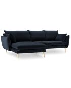 Canapé d'angle Gauche Velours Elio bleu foncé - 251x170x97 cm