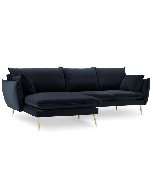 Canapé d'angle Gauche Velours Elio bleu foncé - 251x170x97 cm