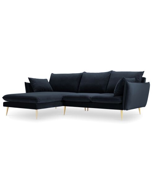 Canapé d'angle Gauche Velours Elio bleu foncé - 251x170x97 cm