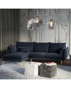 Canapé d'angle Gauche Velours Elio bleu foncé - 251x170x97 cm