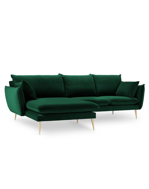 Canapé d'angle gauche velours elio vert bouteille - 251x170x97 cm
