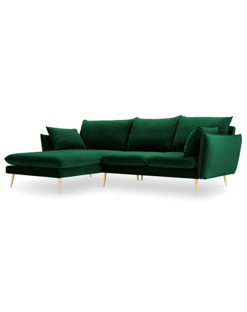 Canapé d'angle gauche velours elio vert bouteille - 251x170x97 cm