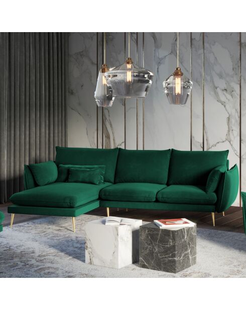 Canapé d'angle gauche velours elio vert bouteille - 251x170x97 cm
