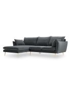 Canapé d'angle Gauche Velours Elio gris - 251x170x97 cm