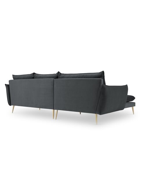 Linkerhoekbank Elio grijs fluweel - 251x170x97 cm
