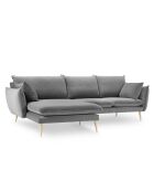Elio linkes Ecksofa aus hellgrauem Samt - 251x170x97 cm