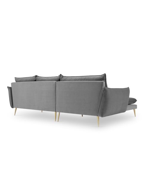Elio linkes Ecksofa aus hellgrauem Samt - 251x170x97 cm