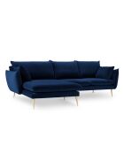 Canapé d'angle gauche velours elio bleu roi - 251x170x97 cm