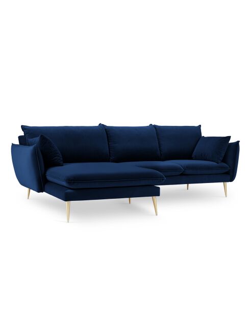 Elio linkes Ecksofa aus Samt Königsblau - 251x170x97 cm