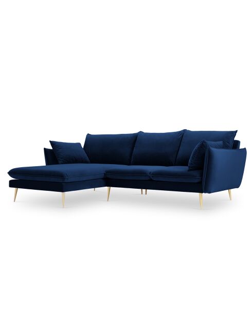 Elio linkes Ecksofa aus Samt Königsblau - 251x170x97 cm