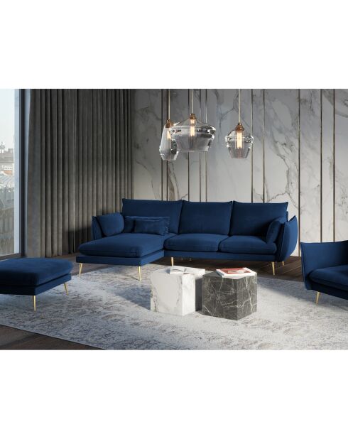 Elio linkes Ecksofa aus Samt Königsblau - 251x170x97 cm