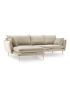 Canapé d'angle gauche velours elio beige - 251x170x97 cm
