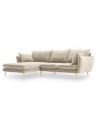 Canapé d'angle gauche velours elio beige - 251x170x97 cm