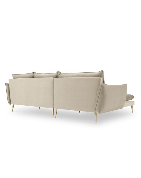 Canapé d'angle gauche velours elio beige - 251x170x97 cm