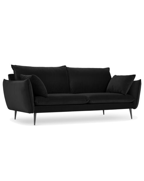 Sofá Elio de terciopelo negro - 228x100x97 cm