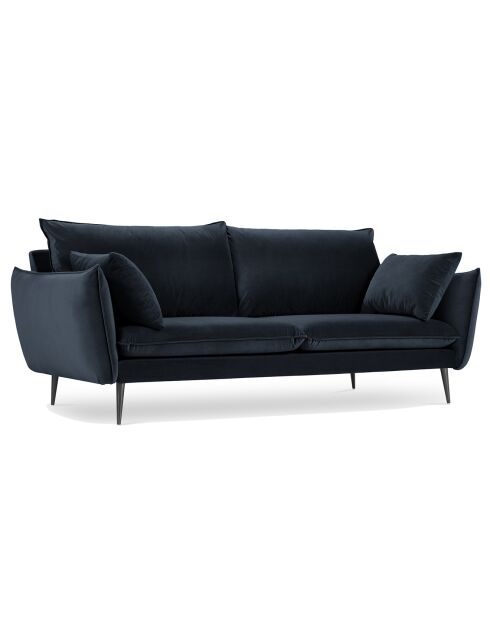 Canapé Velours Elio bleu foncé - 228x100x97 cm