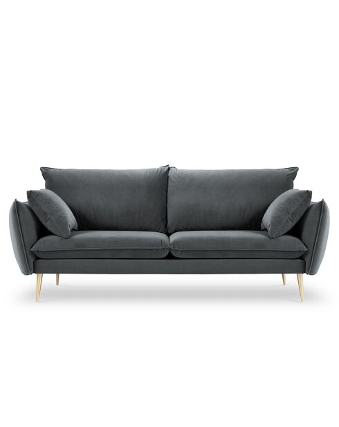 Canapé Velours Elio gris - 228x100x97 cm