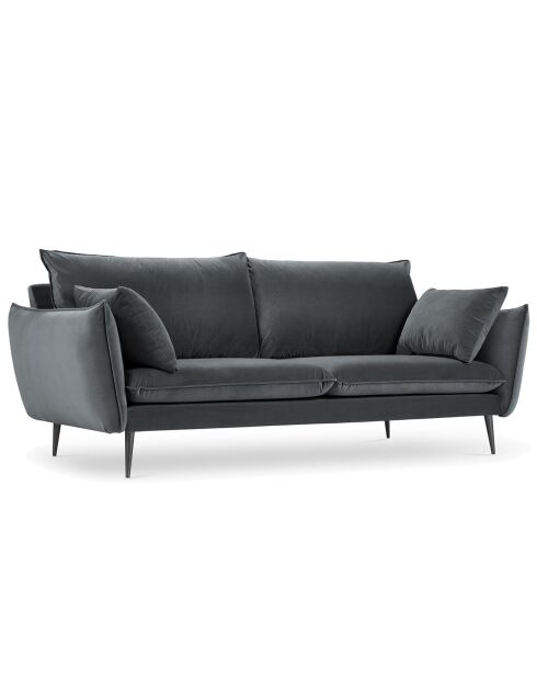 Canapé Velours Elio gris - 228x100x97 cm