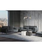 Canapé Velours Elio gris - 228x100x97 cm