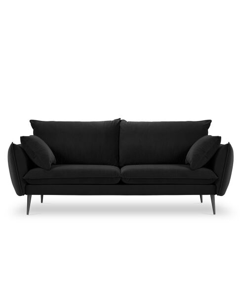 Canapé Velours Elio noir - 198x100x97 cm