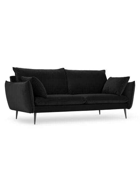 Canapé Velours Elio noir - 198x100x97 cm