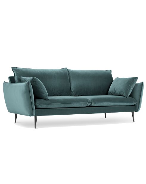 Canapé Velours Elio pétrole - 198x100x97 cm