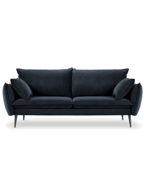 Canapé Velours Elio bleu foncé - 198x100x97 cm