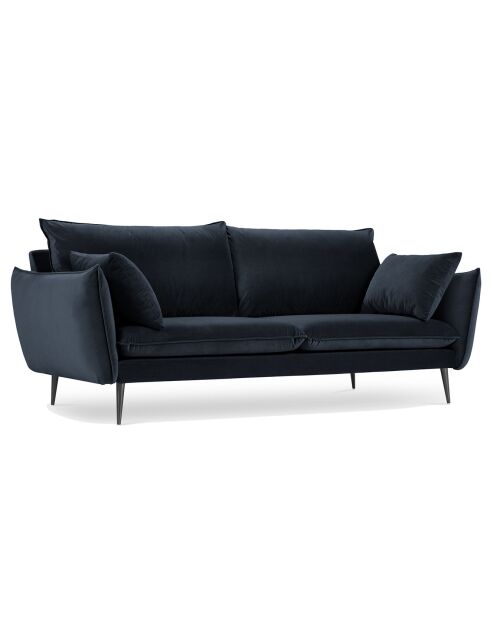 Canapé Velours Elio bleu foncé - 198x100x97 cm