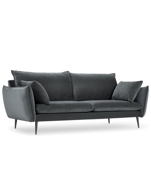 Canapé Velours Elio gris - 198x100x97 cm