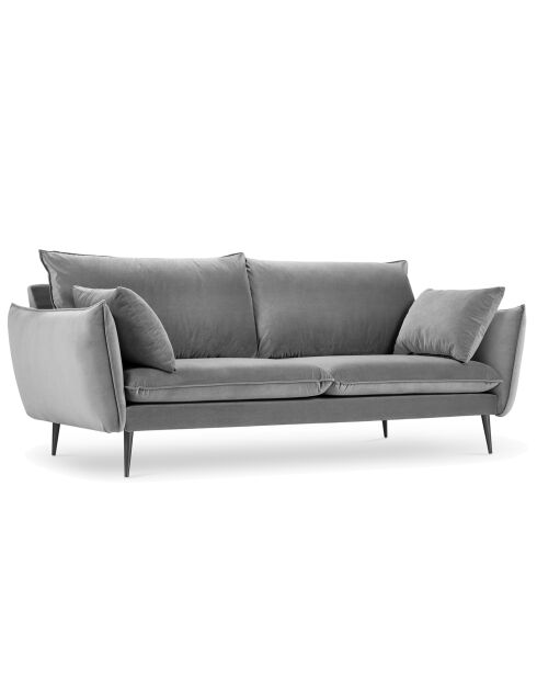 Canapé Velours Elio gris clair - 198x100x97 cm