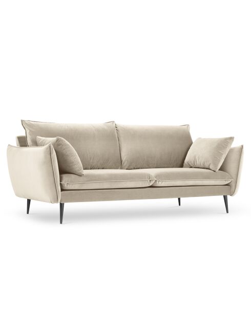 Canapé Velours Elio beige - 198x100x97 cm