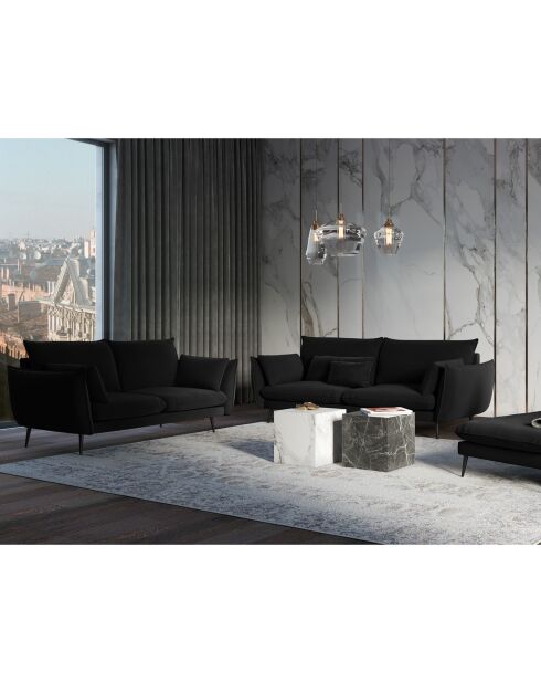 Canapé Velours Elio noir - 158x100x97 cm
