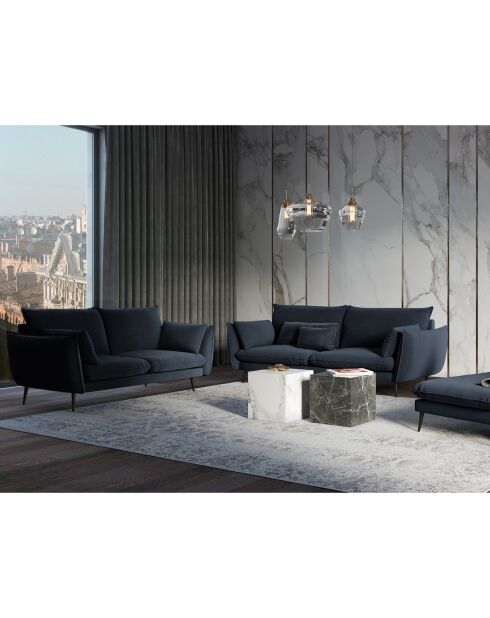 Canapé Velours Elio bleu foncé - 158x100x97 cm