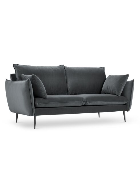 Canapé Velours Elio gris - 158x100x97 cm
