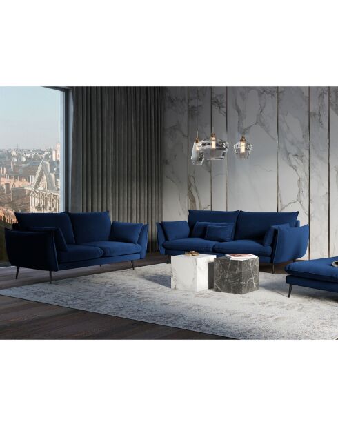 Canapé Velours Elio bleu roi - 158x100x97 cm